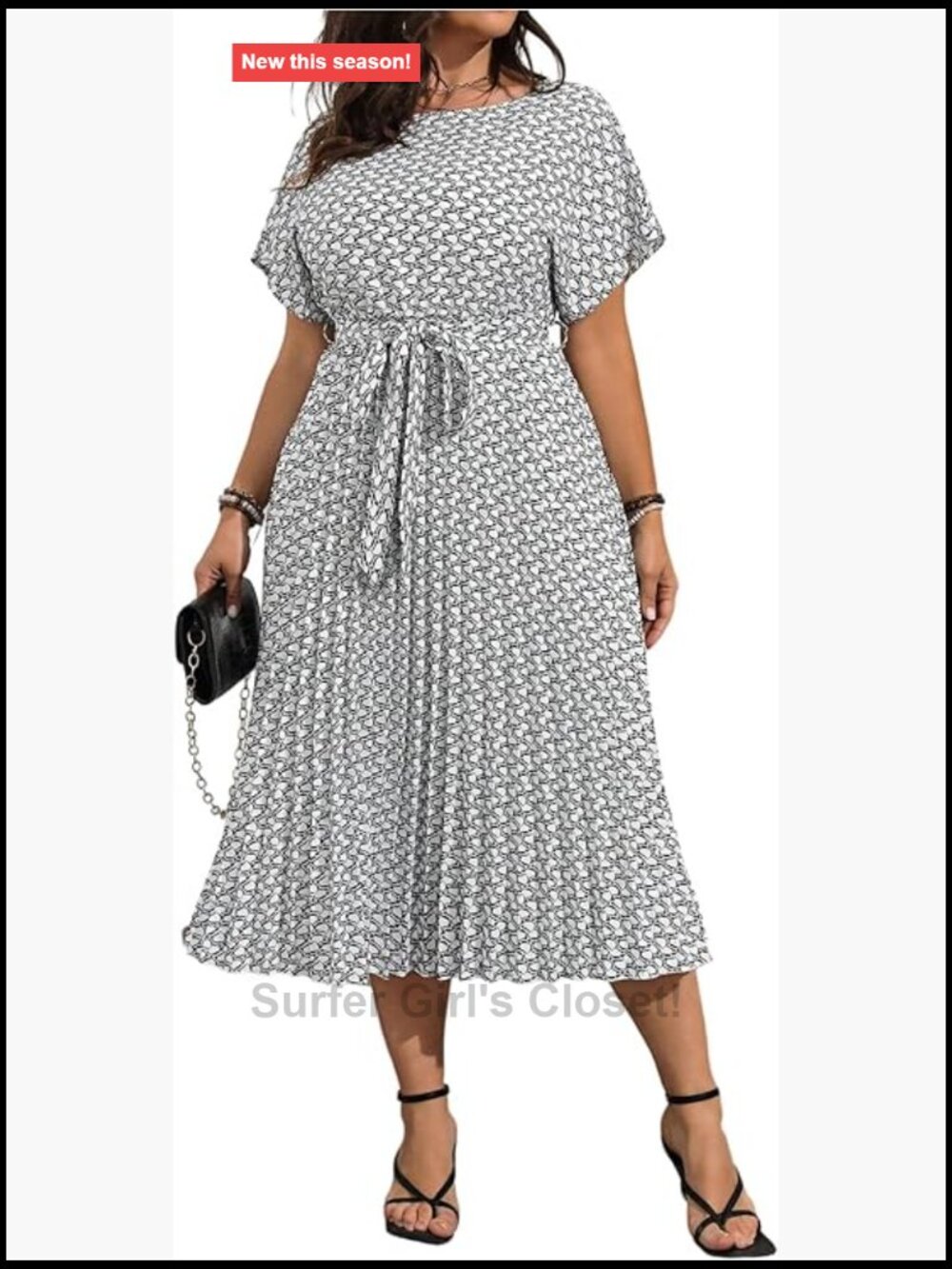 Plus Size Midi Dress Dolman Sleeve Pleated A-Line Work Casual
